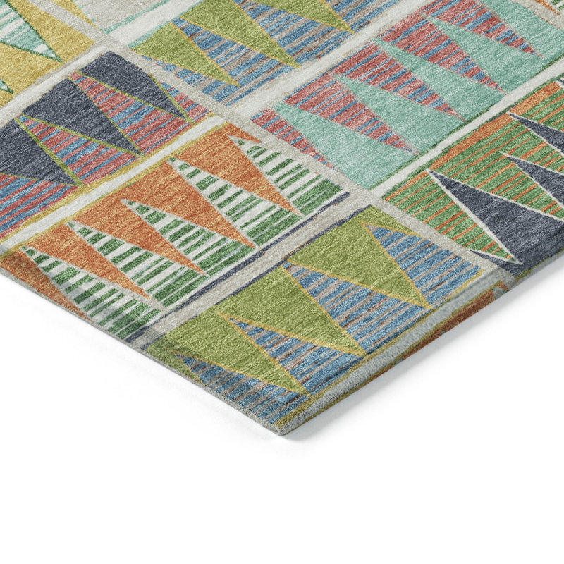 Tapis géométrique intérieur / extérieur lavable à la machine Husby ACN2205, Rectangle 10 pi x 14 pi