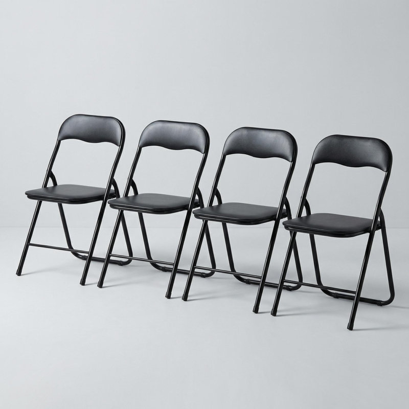 Ensemble de 4 chaises pliantes avec pieds en métal et sièges rembourrés, chaises de conférence pliables empilables pour les événements de bureau à domicile et l'extérieur