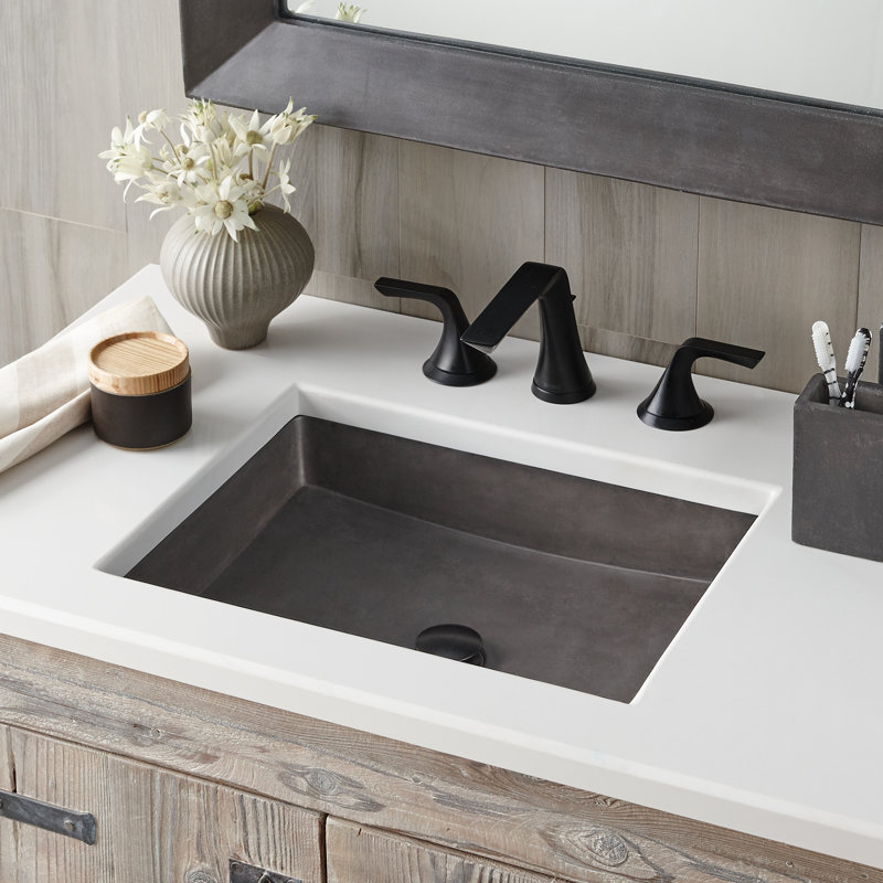Nipomo Stone Handmade Rectangular Undermount Bathroom Sink, Sand