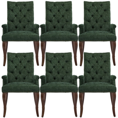 Seita Tufted Chenille Upholstered Dining Arm Chairs