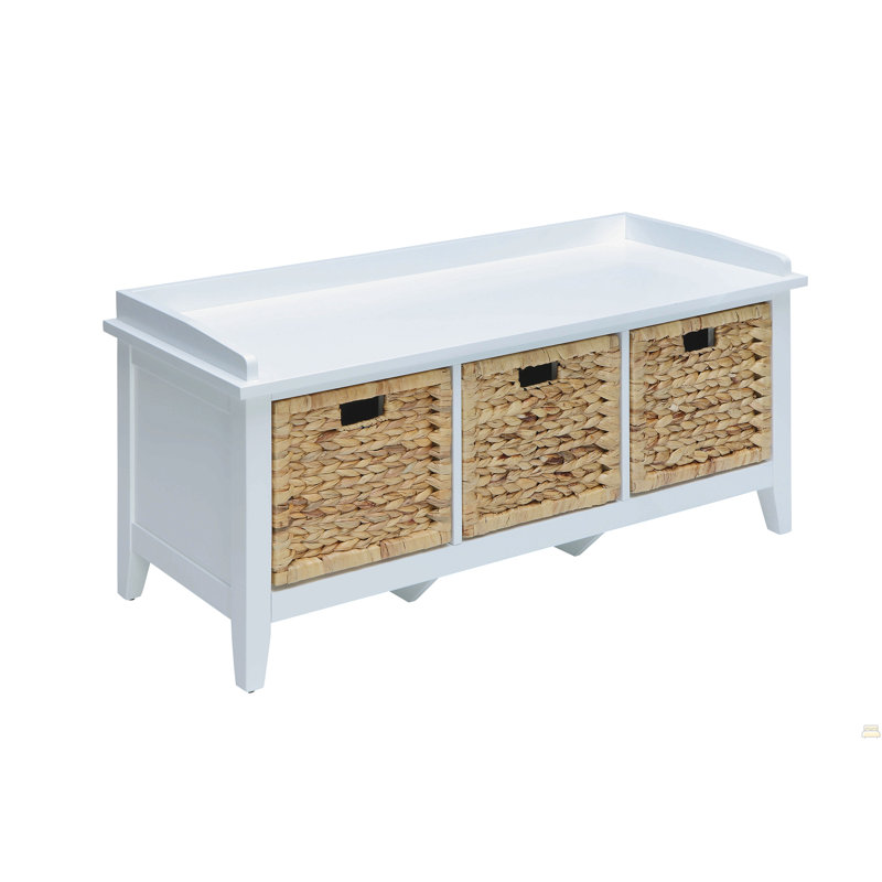 Banc en rotin et blanc avec rangement Flavius