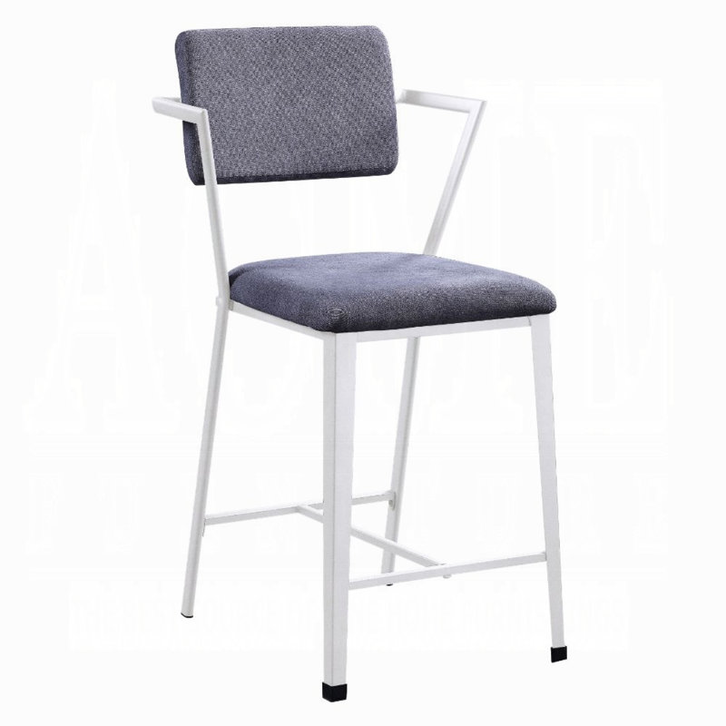 Cargo Upholstered Counter Stool with Metal Frame, White