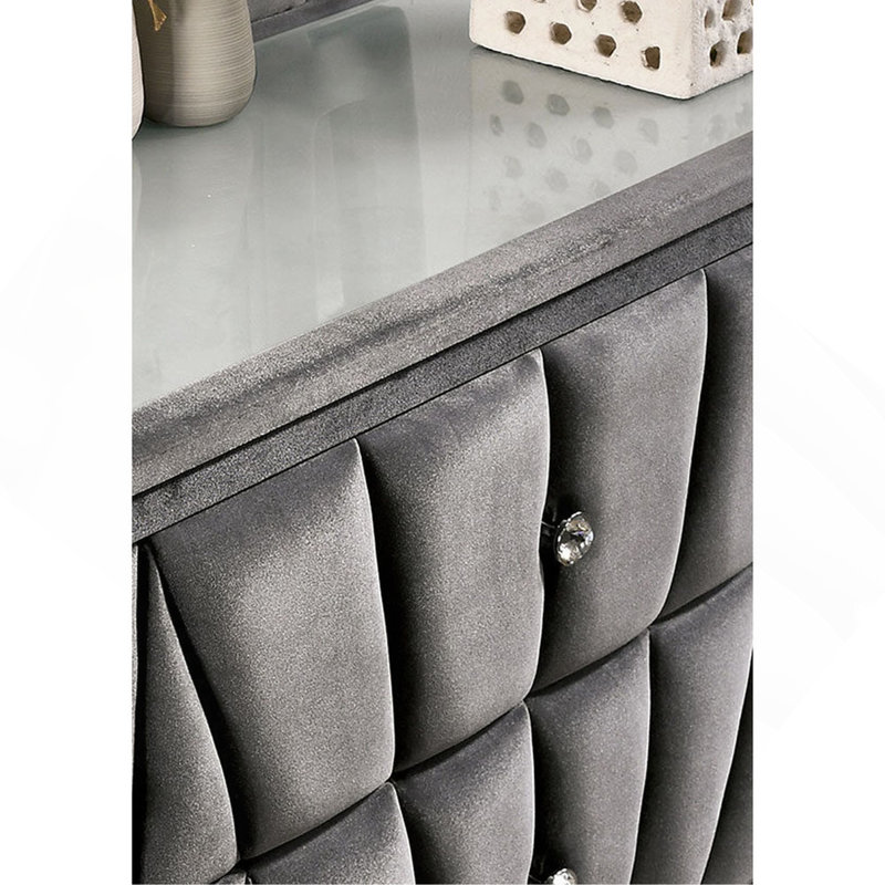Table de chevet rembourrée en tissu avec 2 tiroirs, gris, Gris