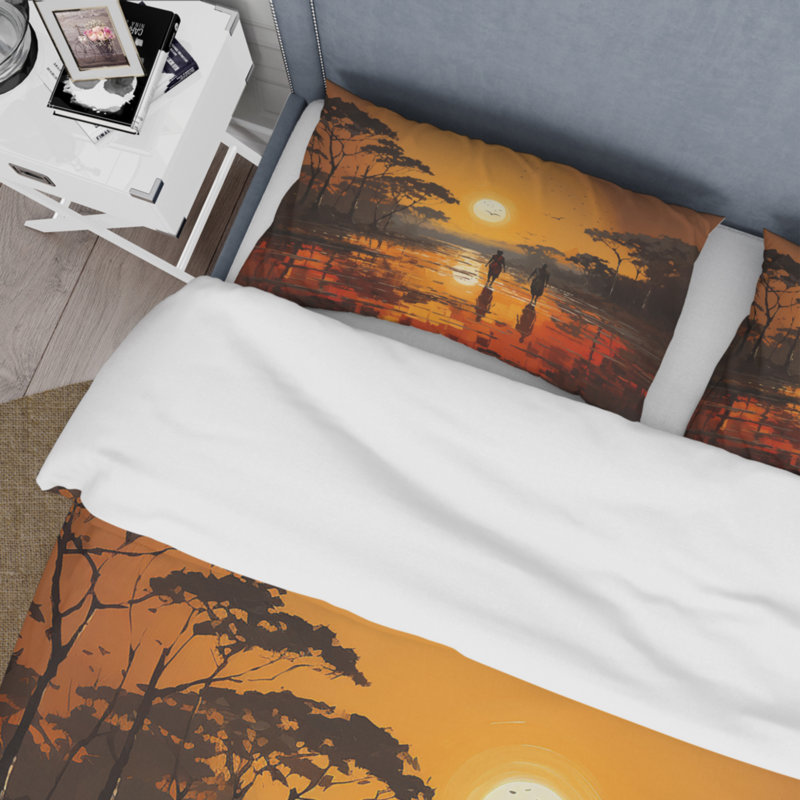 African Savannah Serenade VI - Ensemble de housse de couette African Art - Microfibre de polyester