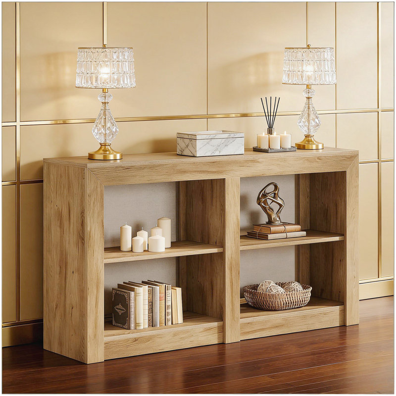 Console rustique et moderne à 3 niveaux avec construction en bois durable et tablettes ouvertes pour une utilisation polyvalente