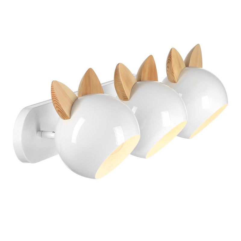 Applique murale Topsy à 3 lumières, Oreilles de chat, Blanc nuage