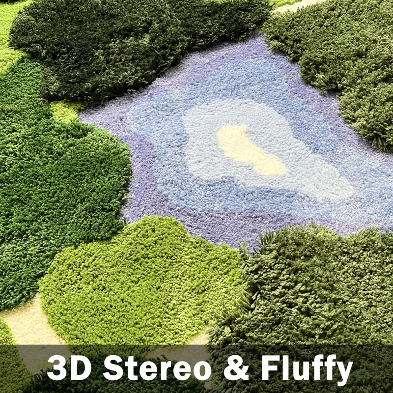 3D Moss Rectangle Bath Rug