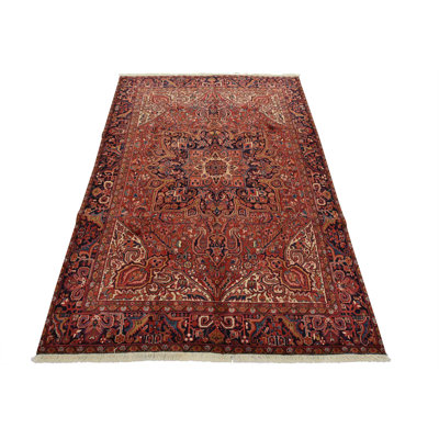 Tapis oriental traditionnel en laine rouge noué à la main 9 pi x 12 pi 8 po Heriz