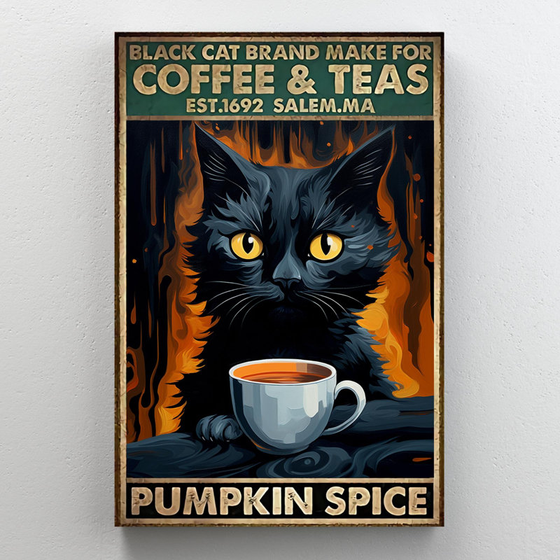 «Black Cat Brand Make For Coffee And Teas On», impression sur toile, H 36 po x l 24 po x P 1,25 po