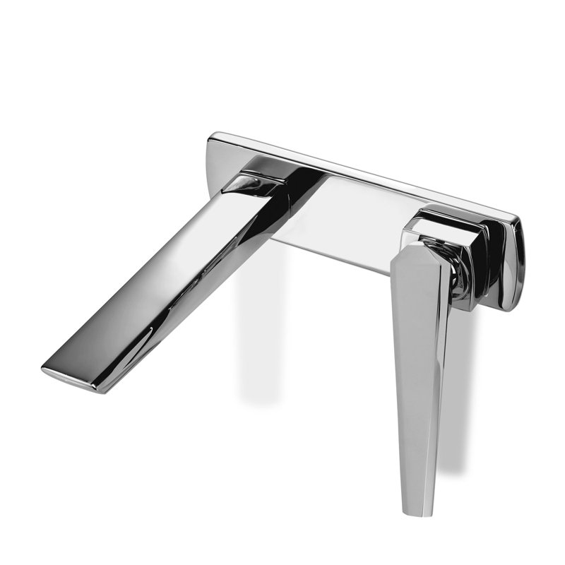 Wall Mounted Bathroom Faucet with Drain Assembly, Gray