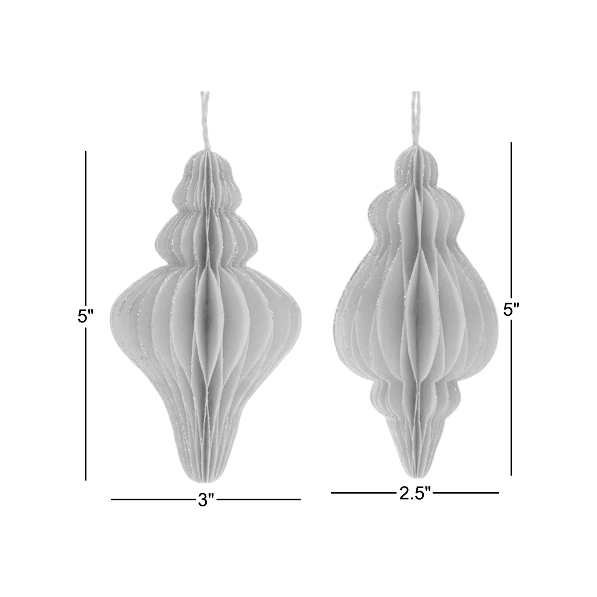 Pleated Paper Holiday Ornament (Set of 24), White/Gold