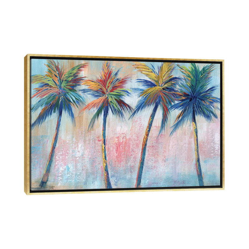 «Color Pop Palms» par Nan - impression, H 40 po x l 60 po x 1,5 po, Encadrement doré