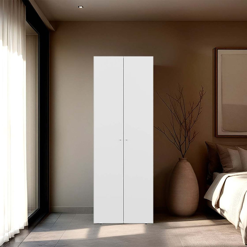 Grande armoire-penderie blanche à 2 portes, Blanc