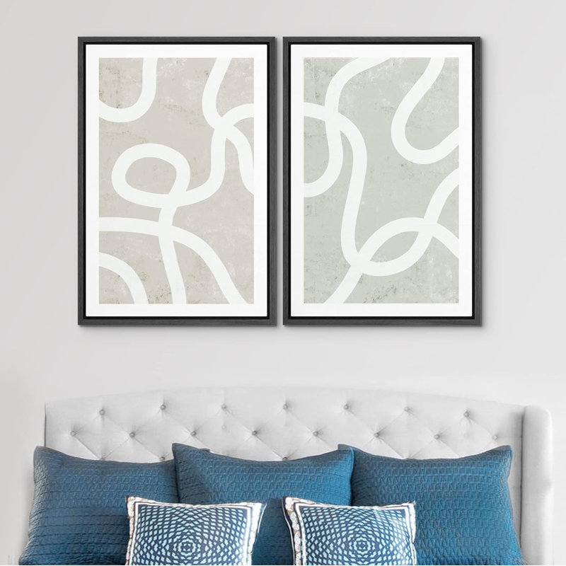 «Pastel White Swirl Motif», 2 pièces, Noir, H 36 po x l 24 po