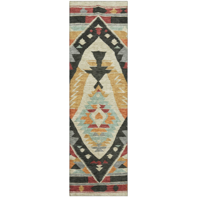Premium Machine Washable Tara AMF1916 Tribal Rug, Runner 2'3" x 7'6"
