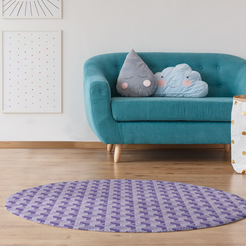 Chenille Geometric Indoor Rug, Round 5'