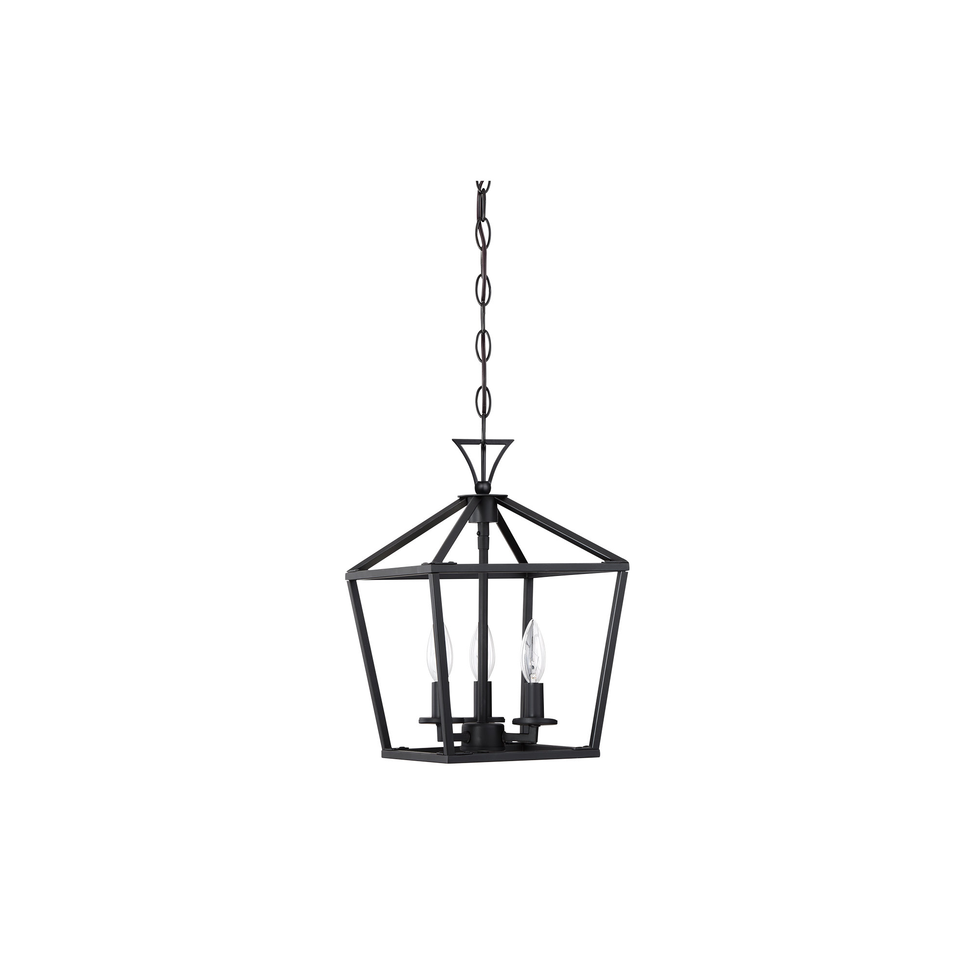 Hastings 10" W 3-Light Geometric Lantern Chandelier, Matte Black