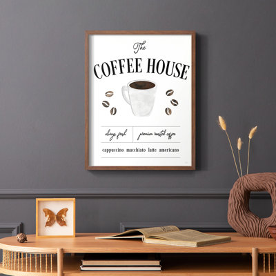 «Always Fresh Coffee House», reproduction encadrée - bois massif