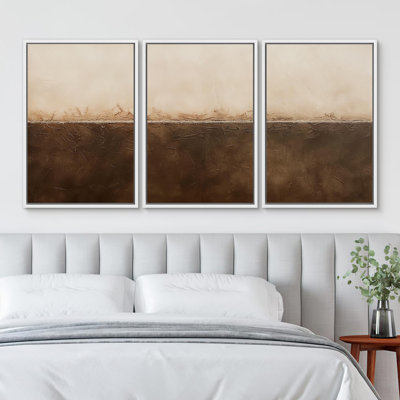 " Earthen Cracks Abstract In Warm Browns " 3 - Pieces on