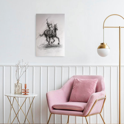 «Mounted Warrior S croquis», reproduction d'art dramatique cheval contemporain rétro