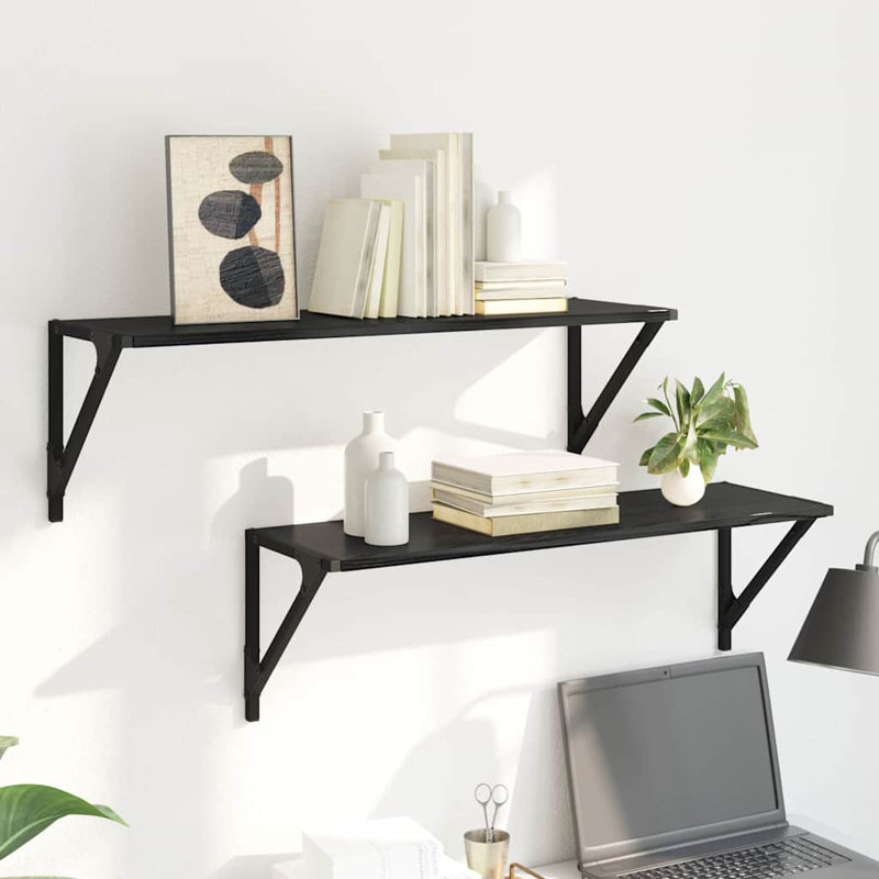 Floating Shelf, 25.5cm H x 80cm W x 25cm D, Black Oak