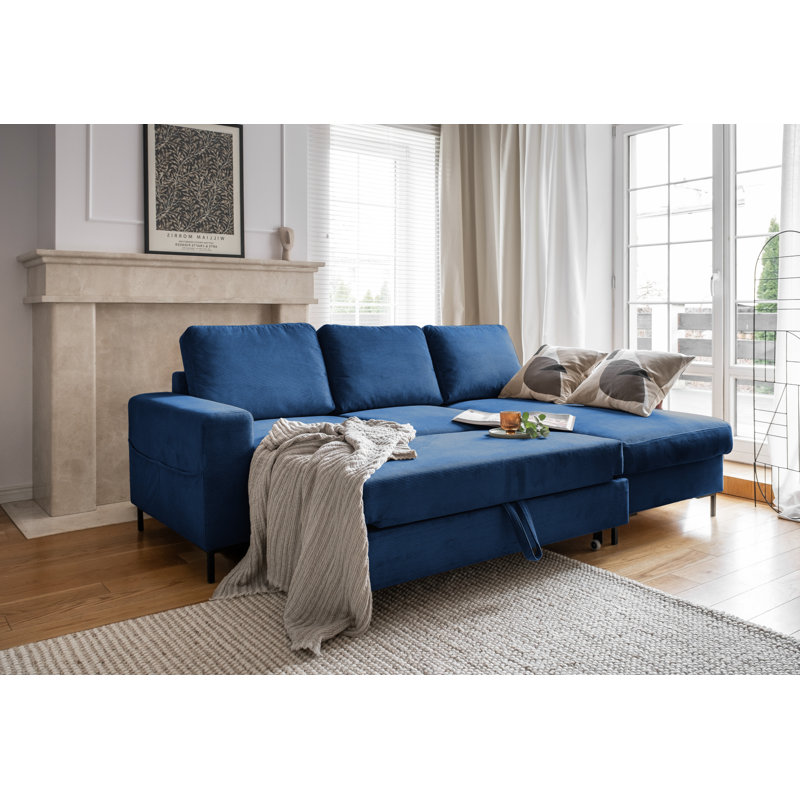 Lofty Lilly 4 seater Corner Sofa Bed, Navy Blue, Right Hand Facing