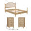 Ensemble de chambre à coucher 3 pièces, cadre de lit plateforme grand en bois et ensemble de 2 tables de chevet, chêne