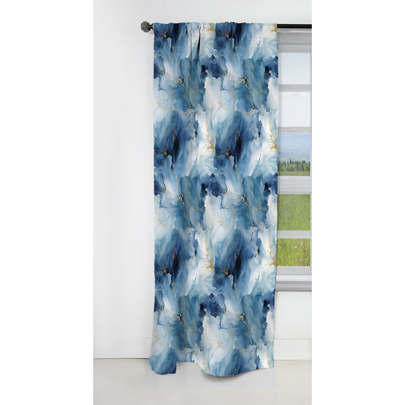 Blue Ethereal Elegance Marble Pattern - Abstract Marble Marble Blackout Curtain - 1 Panels, 52" W x 84" L