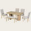 Farmhouse 78.1" Extendable Dining Set for 6 with Bench, 4 Upholstered Chairs, Thick Tabletop-996355364-996355365-996355361