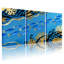 «Blue Fish Golden Coral Ocean Waves», ensemble de 3 impressions sur toile-1886377318
