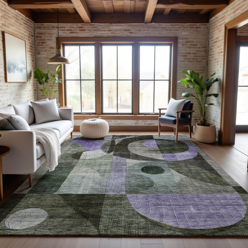 Tapis géométrique de qualité supérieure lavable à la machine Dilorenzo AMF1117, Rectangle 10' x 14'