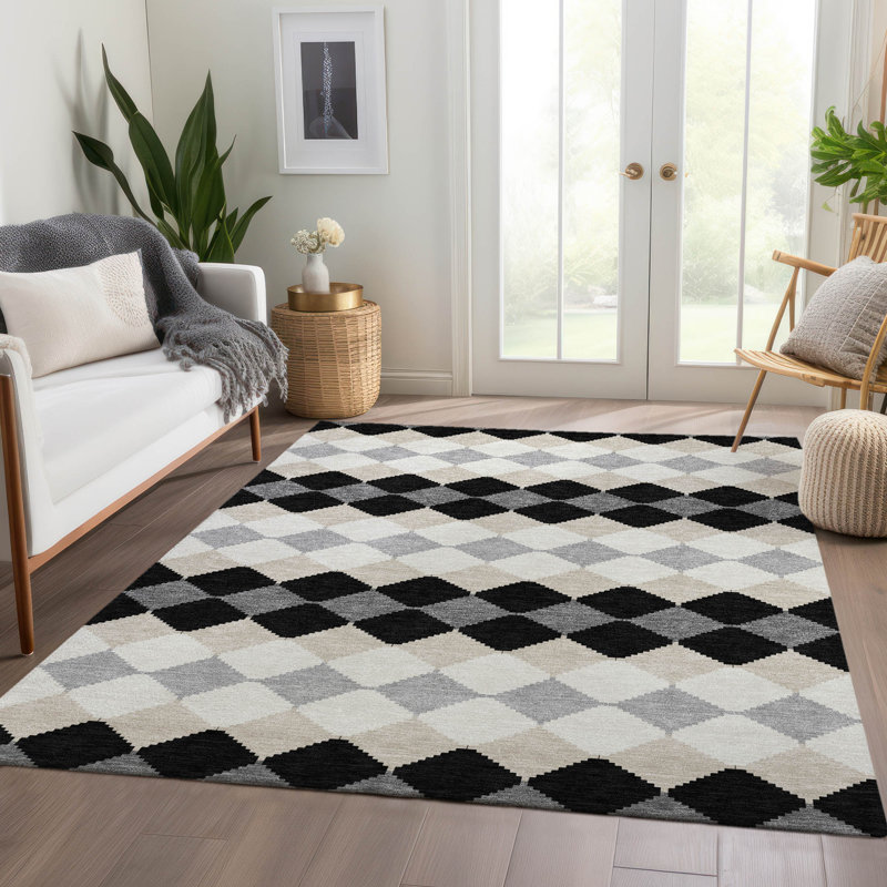 Premium Machine Washable Bunderberg AMF1007 Geometric Rug, Rectangle 2'6" x 3'10"