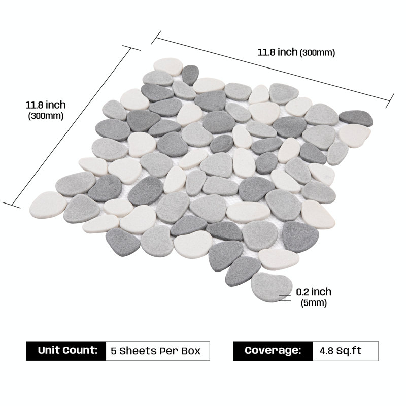 Interlocking Deck Tile, Grey Oval, 5 feuilles