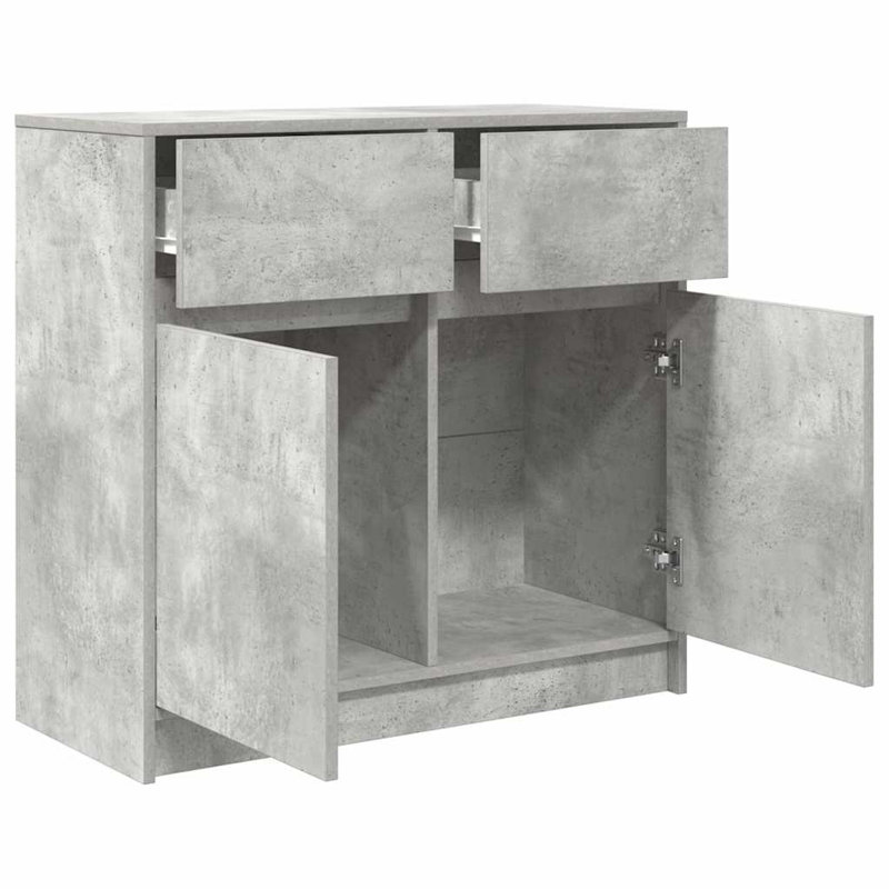 Sideboard With Drawer 80X34x76 Cm Engineered Wood, Concrete Grey