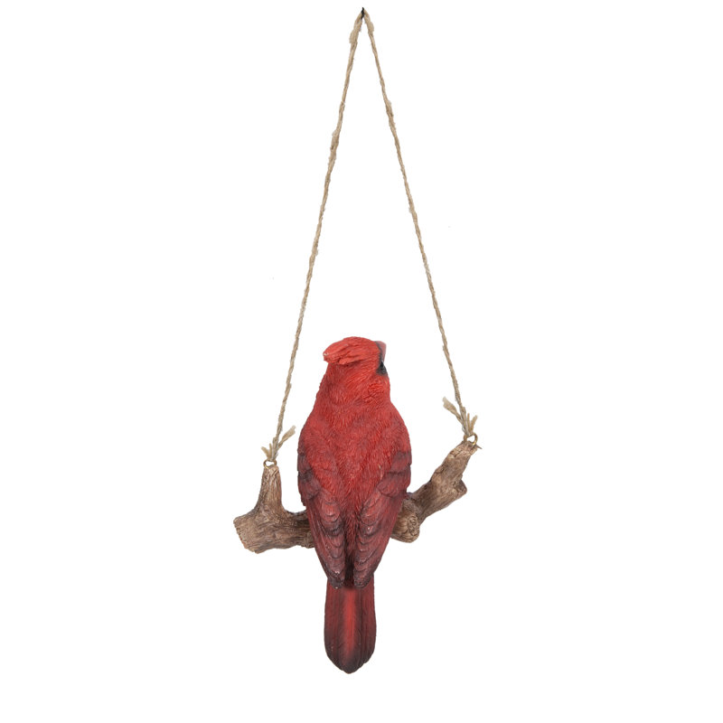 Red Hanging Cardinal on Branch Garden Figurine