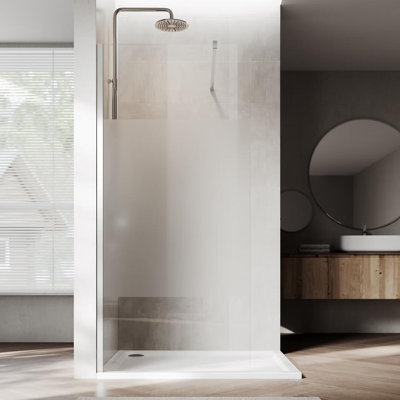 40”W*72”H Frameless Shower Screen with 8mm Semi-frosted Easy to Clean Glass
