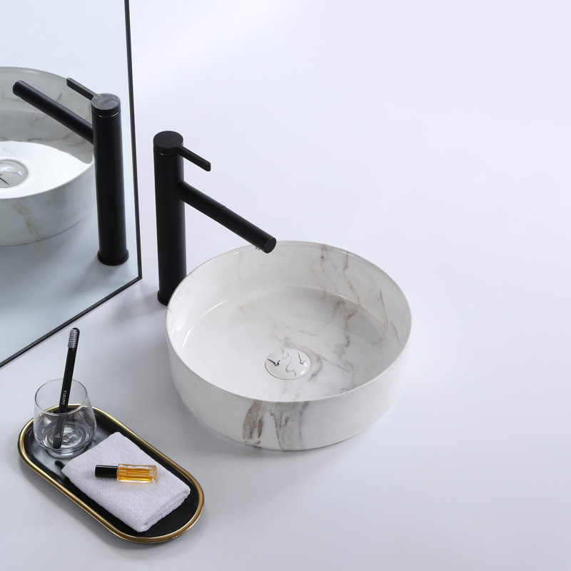 Lavabo de salle de bain vasque circulaire, Effet marbré