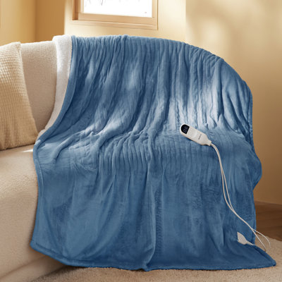 Winter Heated Blanket, Soft Flannel Electric Blanket with 4 Time Settings, 6 Heating Settings