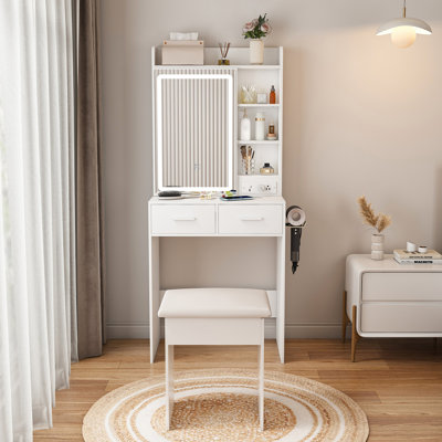Petit bureau de coiffeuse avec miroir et lumières DEL réglables