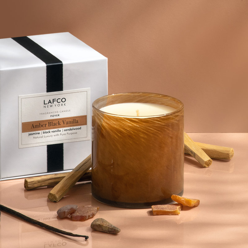 Amber Black Vanilla Scented Jar Candle, 3" H x 3" W x 3" D