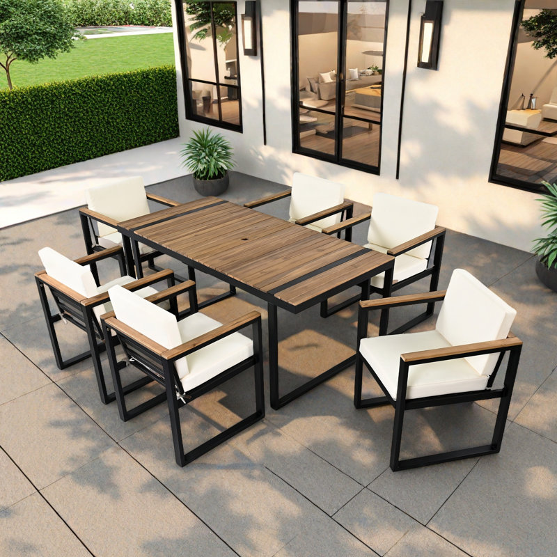 Ensemble repas extérieur pour 6 personnes, Beige