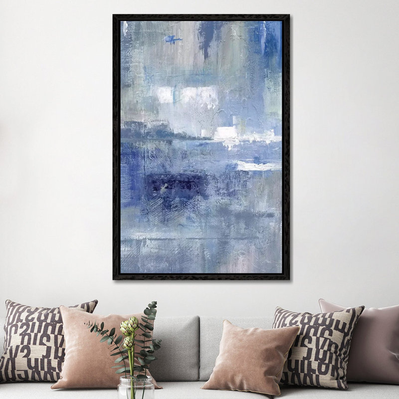 Bay View Indigo - Painting on Canvas, Black Framed, 152.5 cm H x 101.5 cm W