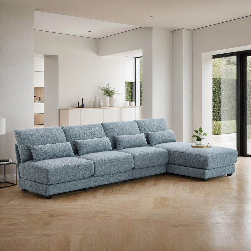Jurinus Modular Sofa, Blue Polyester