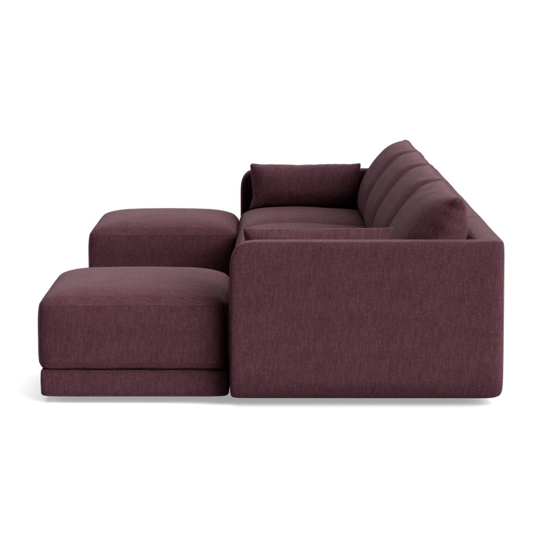 Eva Double Chaise Sectional, Performance Weave - Aubergine