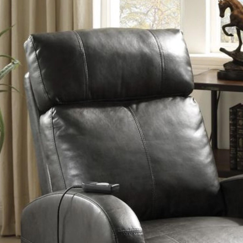 Brown Synthetic Leather Power Motion Recliner W/Lift, Similicuir noir