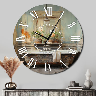 Bathroom Vintage Charm II - Bathroom White Face Wall Clock