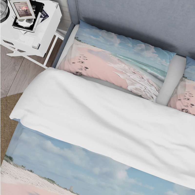 Ensemble de housse de couette Coastal Pink Minimalisme - II, Housse de couette pour grand lit et 2 taies décor