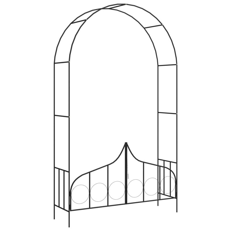 Garden Arch with Gate Black 54.3" x 15.7" x 93.7" Iron