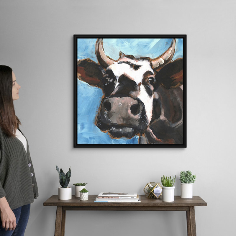 Gros plan sur les bovins - reproduction d'art sur toile, H 31,7 po x l 31,7 po x P 1,75 po, Cadre flottant noir
