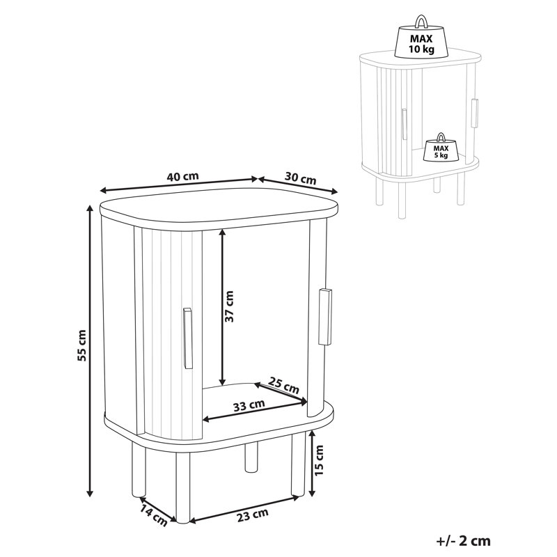Wiggins 40cm W Bedside Table